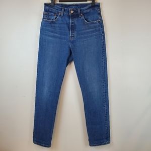 Womens Levi's 501 High Rise Taped Leg Button Fly Jeans Size 28W 30L Denim Cotton